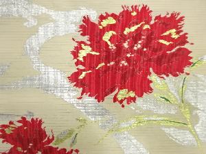 アンティーク　絽カーネーション模様織り出し名古屋帯